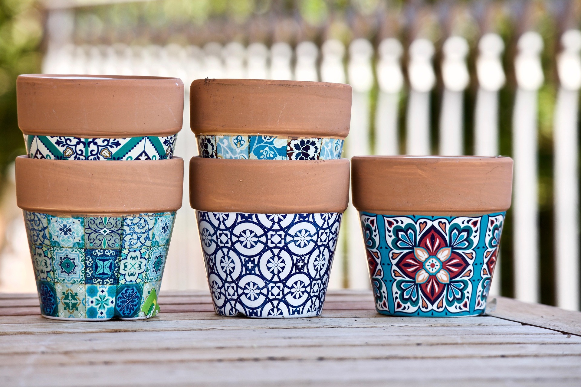5 pots de fleurs